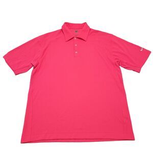 Nike Mens M Pink Short Sleeve Performance Preppy Collared Button Polo Golf Shirt